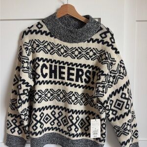 a new day Black and Cream Patterned Sweater
